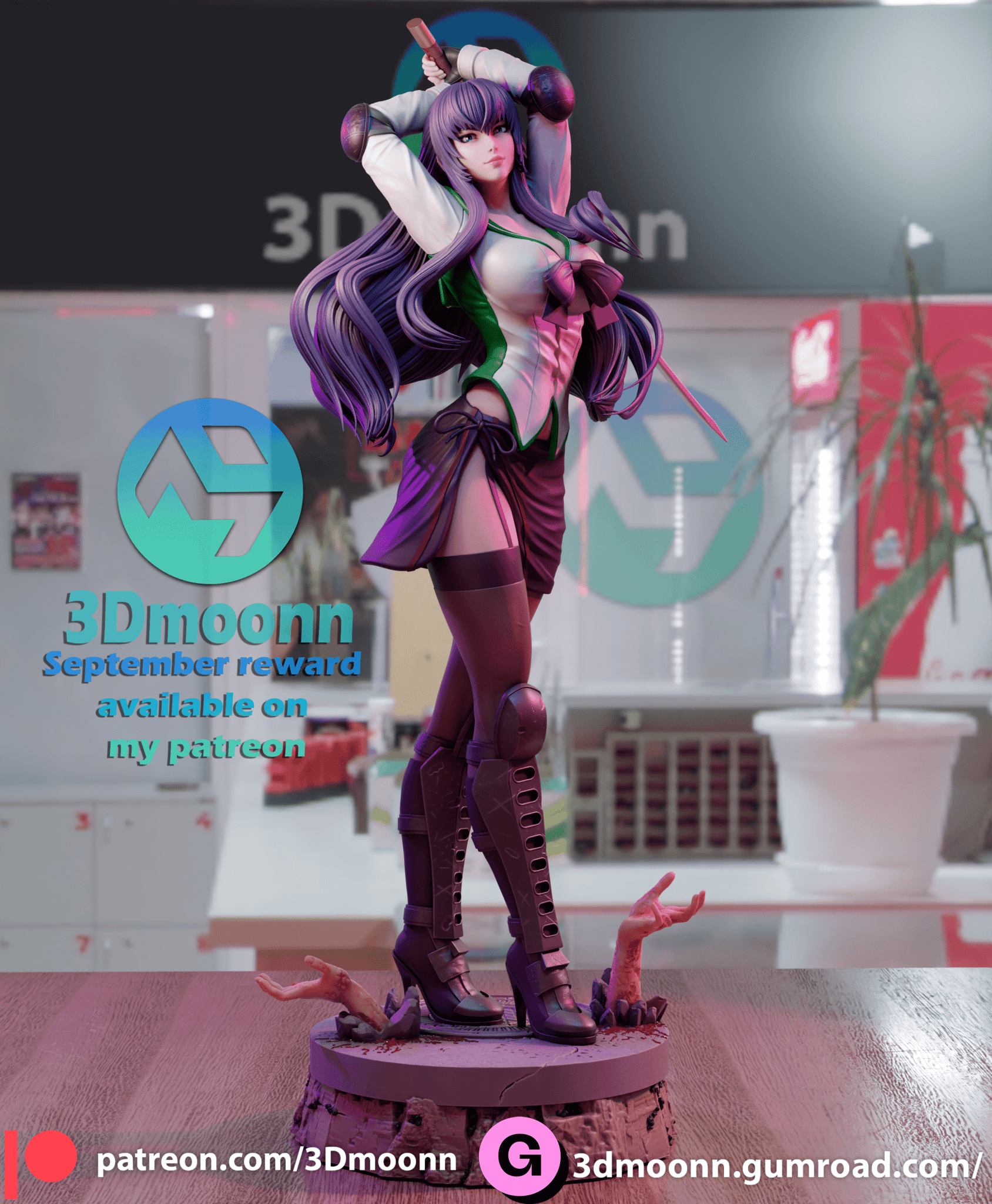 Saeko Busujima - 3DMoonn - Dark Forge Arts