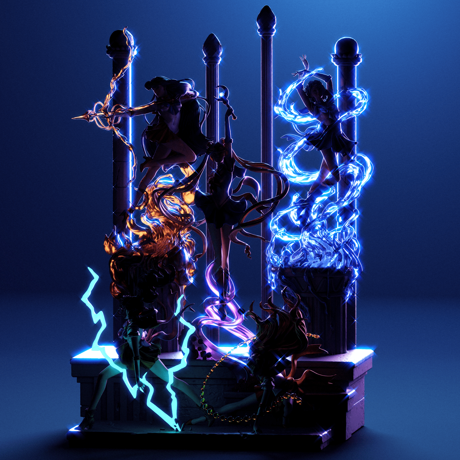 Sailor Moon Diorama - CA 3D Studios - Dark Forge Arts