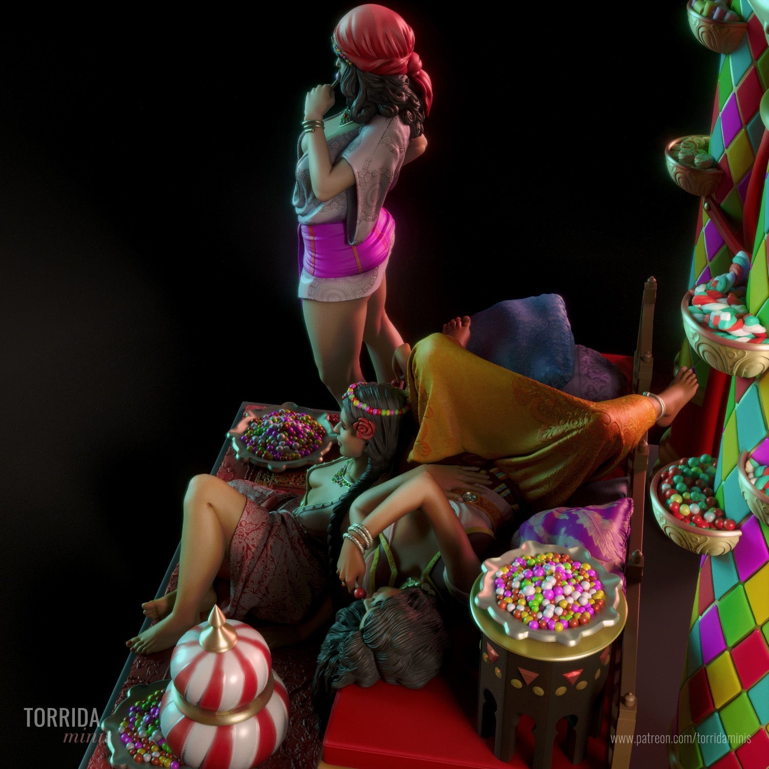 Sweet Harem Diorama - Torrida Minis - Dark Forge Arts