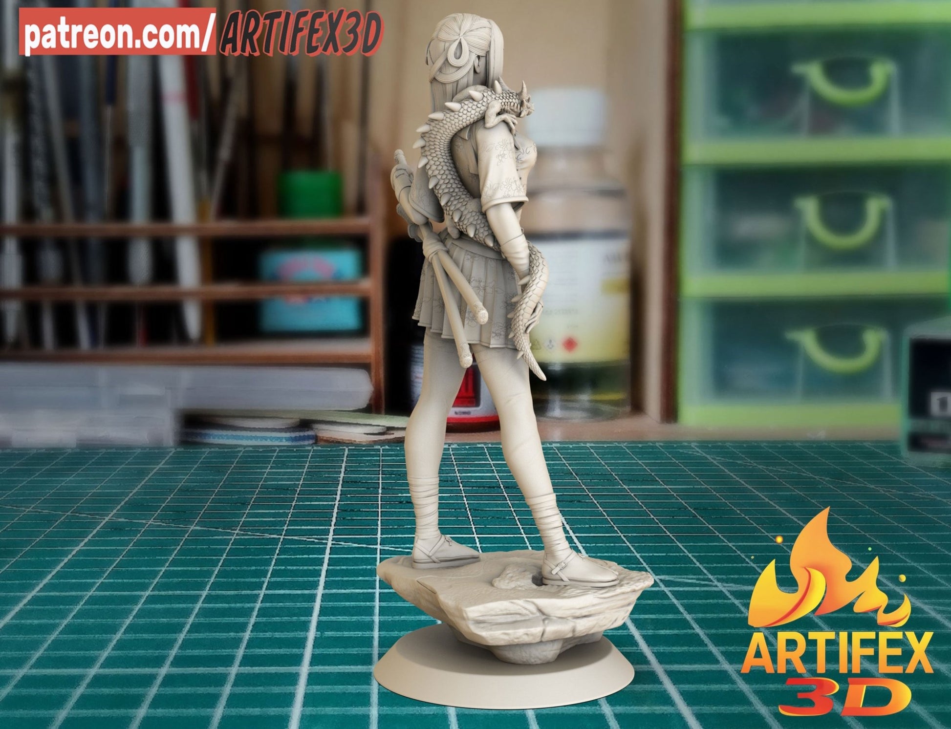 The girl and the dragon - Artifex3D - Dark Forge Arts