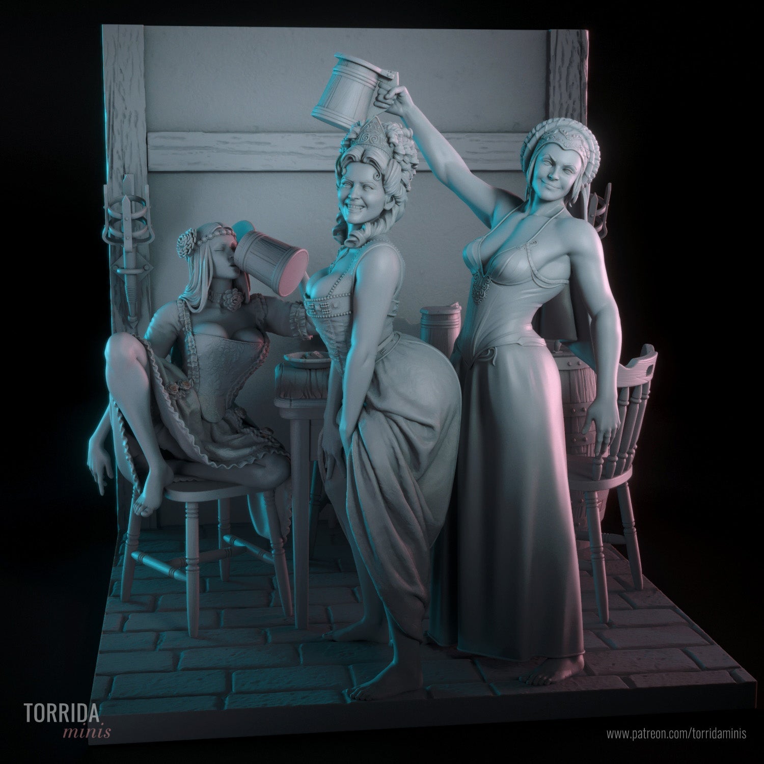 Trouble Sisters Diorama - Torrida Minis - Dark Forge Arts