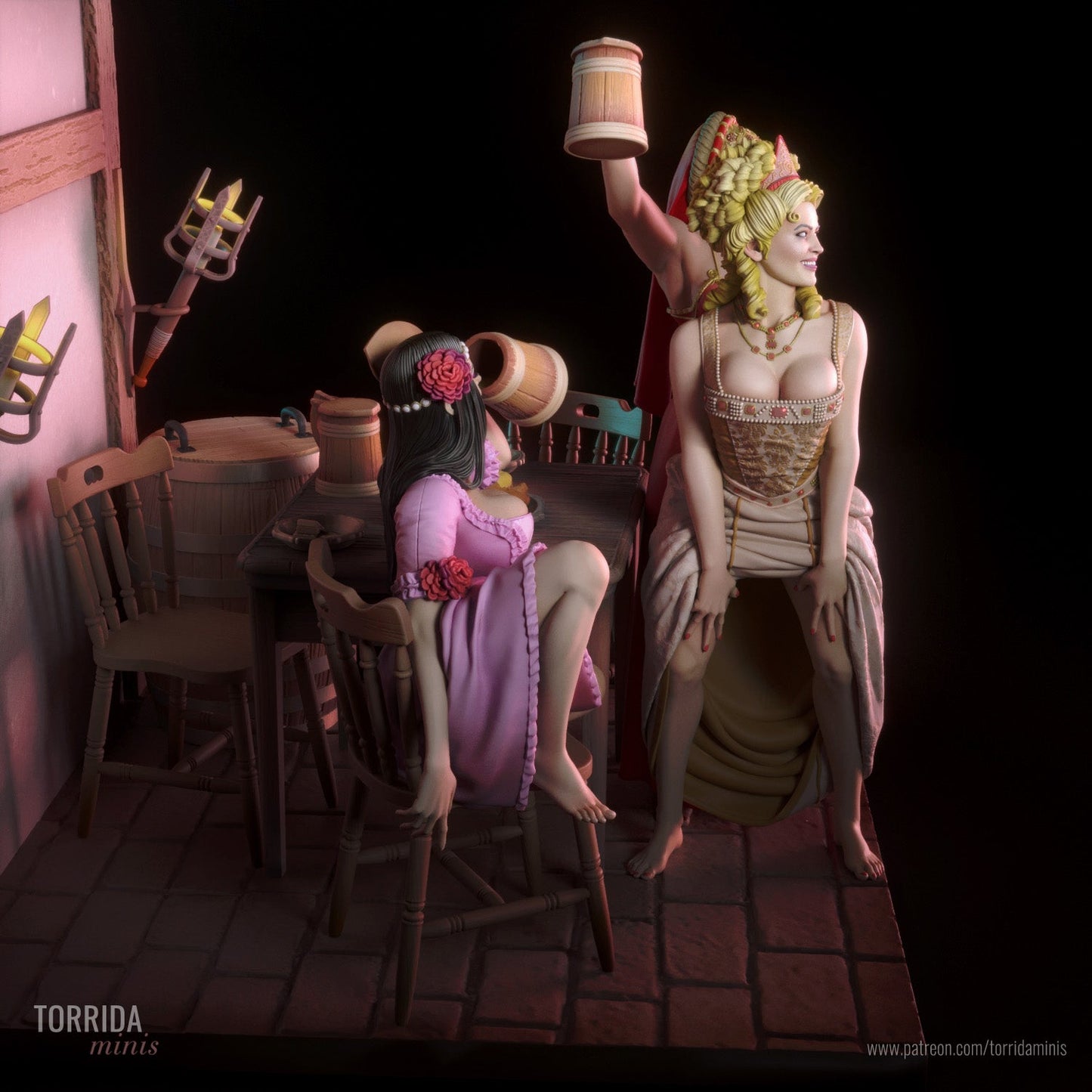 Trouble Sisters Diorama - Torrida Minis - Dark Forge Arts