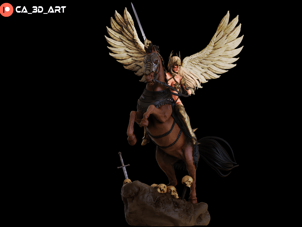 Valkyrie on horse - CA 3D Studios - Dark Forge Arts