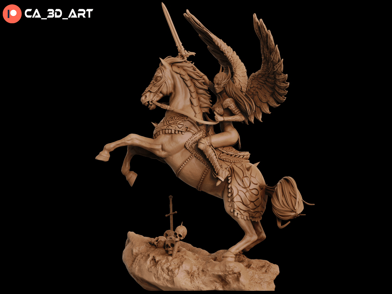 Valkyrie on horse - CA 3D Studios - Dark Forge Arts