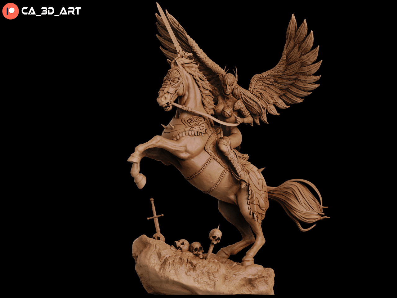 Valkyrie on horse - CA 3D Studios - Dark Forge Arts