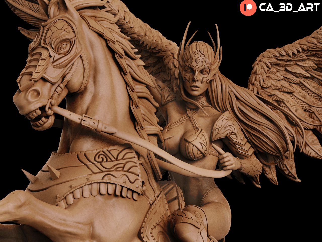 Valkyrie on horse - CA 3D Studios - Dark Forge Arts