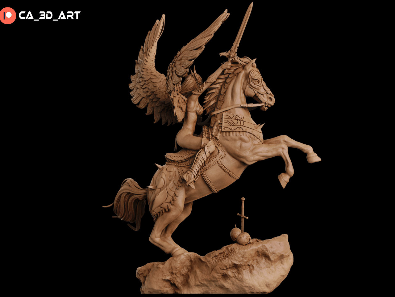 Valkyrie on horse - CA 3D Studios - Dark Forge Arts