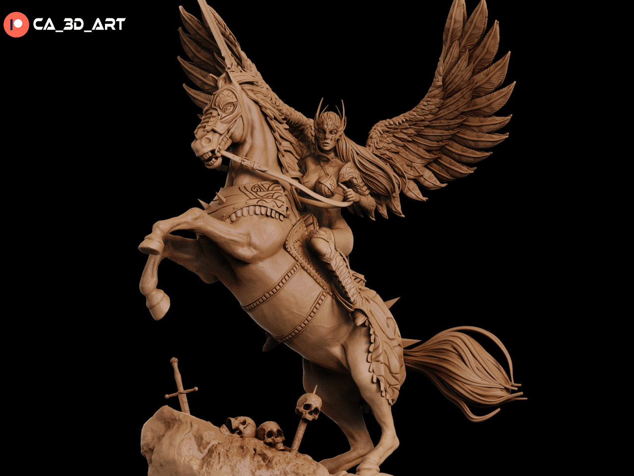 Valkyrie on horse - CA 3D Studios - Dark Forge Arts